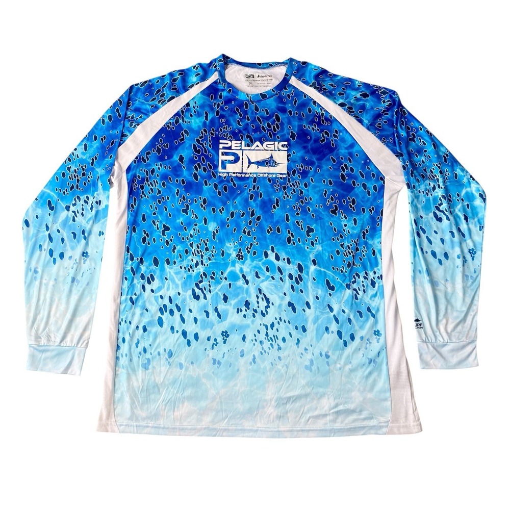 Pelagic Shirt Mens 2XL XXL BLue VaporTek Long Sleeve Fishing Performance UPF 50